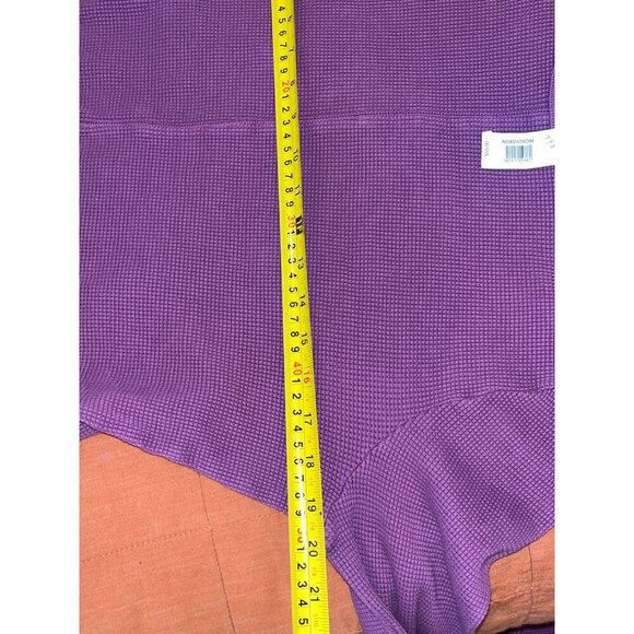 NWT Madewell Waffle Knit Cropped Long Sleeve Top Purple Thermal Size Large - Picture 8 of 10